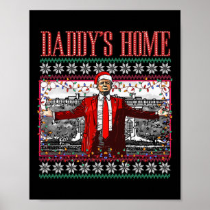 Rolig Pappa är hemma Trump ful jultröja Xm Poster