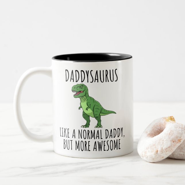 Rolig Pappa Dinosaurie Pappasaurus Två-Tonad Mugg (Med munk)