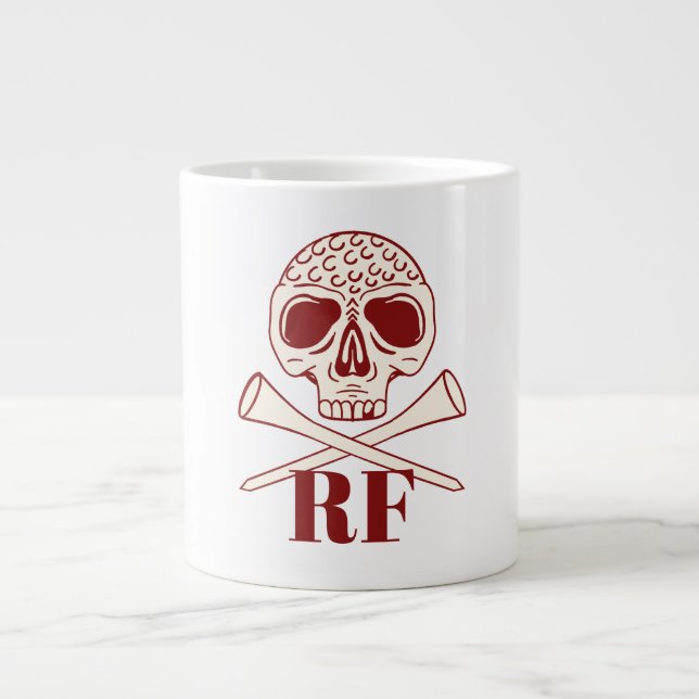 Rolig pappa-golfmonogram Retro dödskalle korsade g Jumbo Mugg (Framsidan)