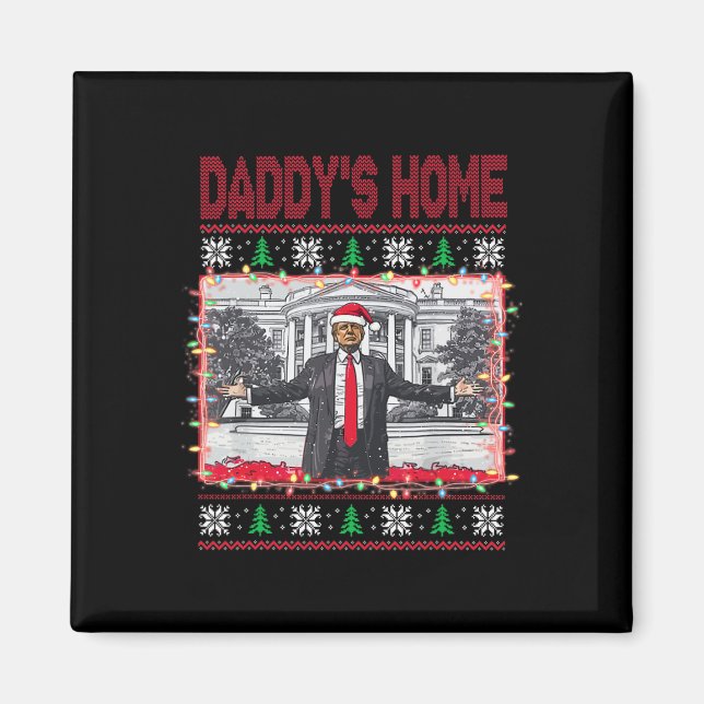 Rolig Pappa Hemma Trump Fula Jultröja Xm Magnet (Framsidan)