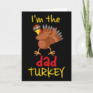 Rolig Pappa Kalkon Matchande Familjegrupp Thanksgi Kort