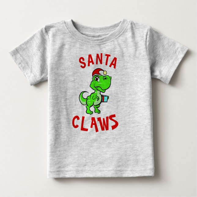 Rolig pappa klor dinosaur bebis jul  t shirt (Framsida)