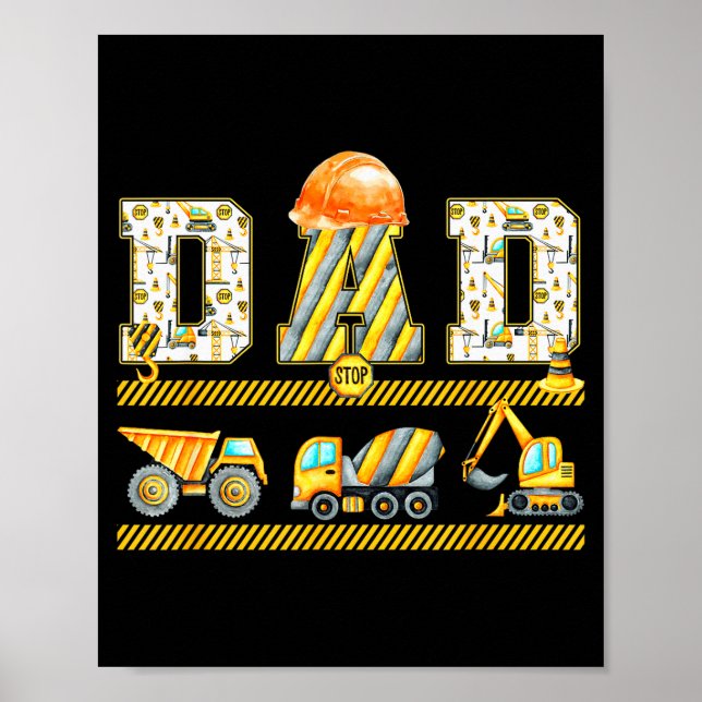 Rolig Pappa Konstruktion Grävmaskin Barn Matchande Poster (Framsidan)
