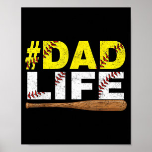 Rolig Pappa Liv Softboll Baseball Pappa Sport Poster