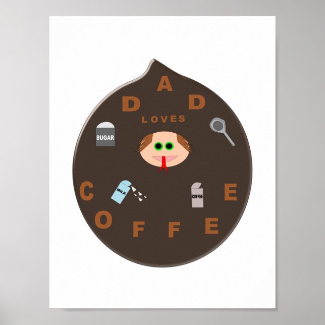 Rolig Pappa Monster Älskar Kaffe Affisch (Framsidan)