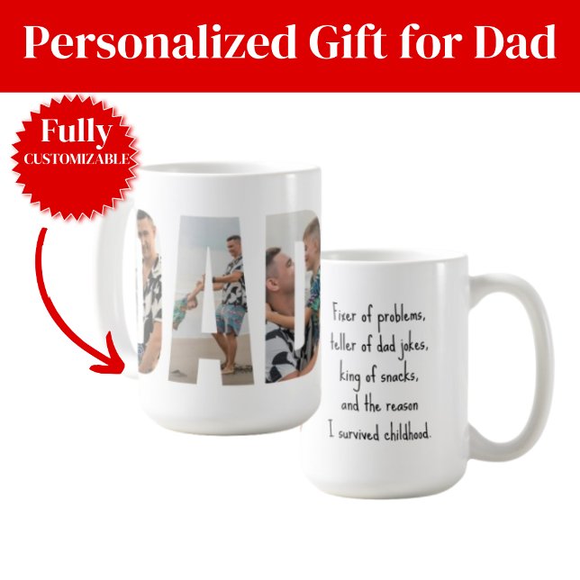 Rolig Pappa Mugg – Problemlösare & Kung över Snack (Funny Dad Mug – Fixer of Problems & King of Snacks)