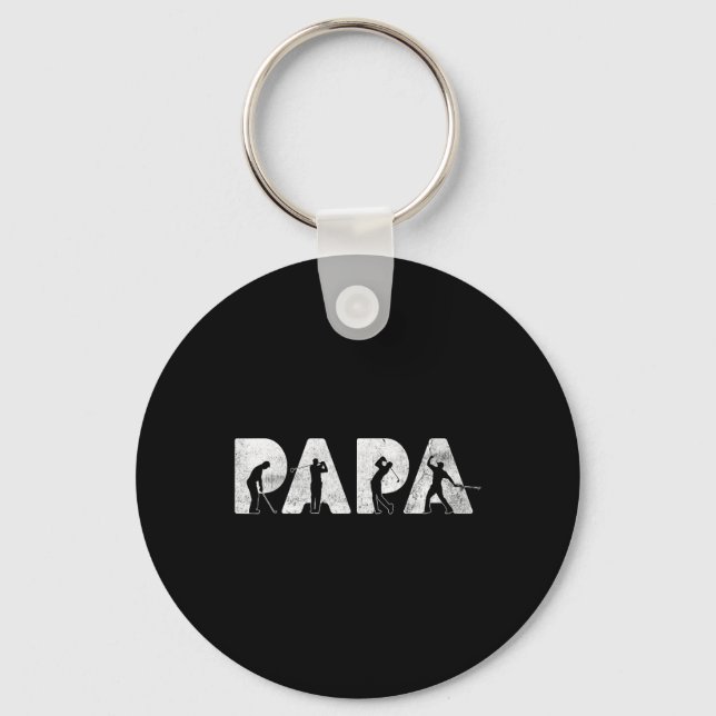 Rolig Pappa Papa Golf Pappa Rolig Fars Dag Present Nyckelring (Framsida)
