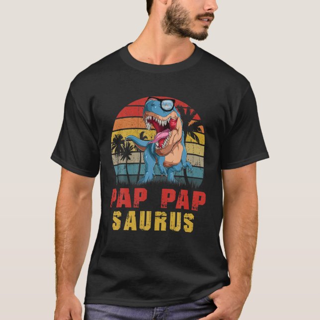 Rolig Pappa Pappa Saurus Dinosaur Pappa Papsaurus  T Shirt (Framsida)