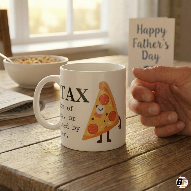 Rolig "Pappa skatt"-definition och söt pizza-grafi Kaffemugg (Skapare uppladdad)