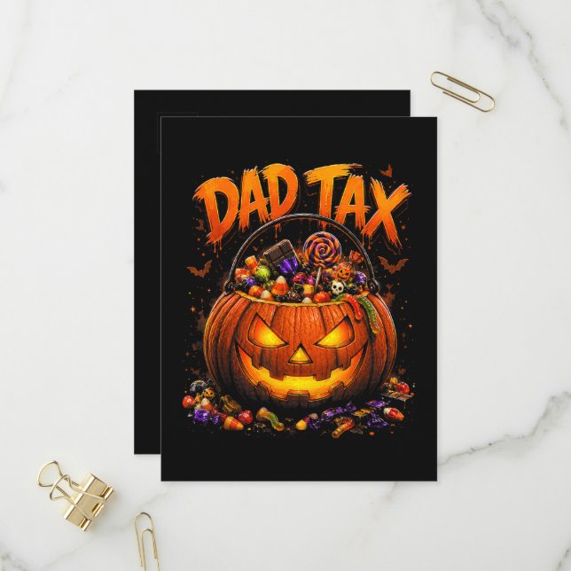 Rolig Pappa Skatt Halloween Pumpa Inbjudan Vykort (Fram/Back In Situ)