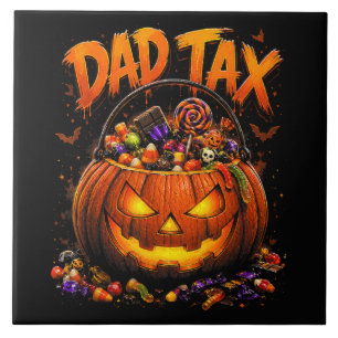 Rolig Pappa Skatt Halloween Pumpa Kakelplatta