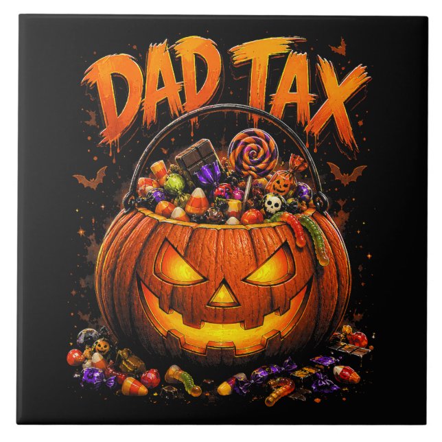 Rolig Pappa Skatt Halloween Pumpa Kakelplatta (Framsidan)