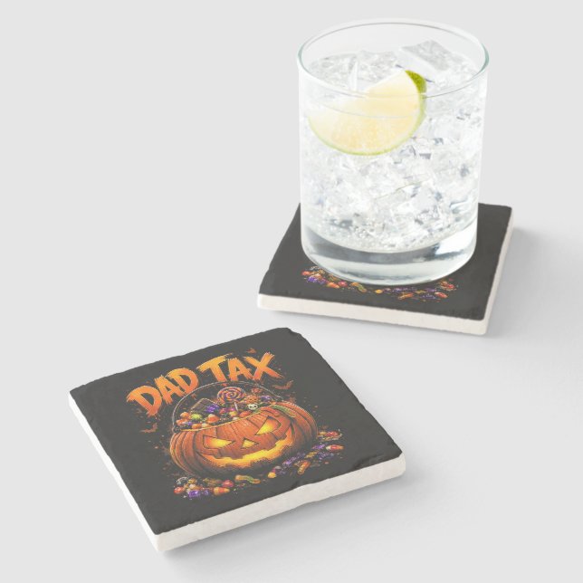 Rolig Pappa Skatt Halloween Pumpa Stenunderlägg (Sidan)