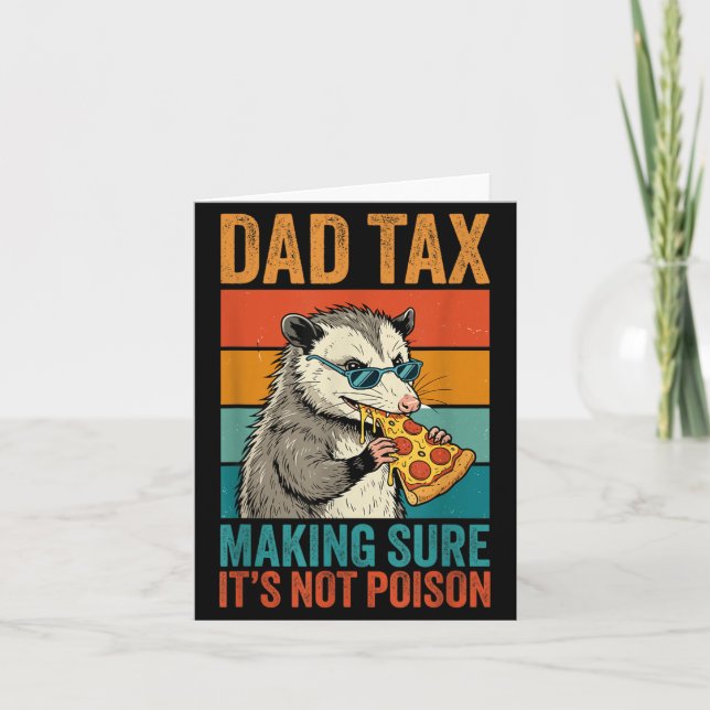 Rolig Pappa Skatt Opossum Pizza Design Sarkastisk  Kort (Framsida)