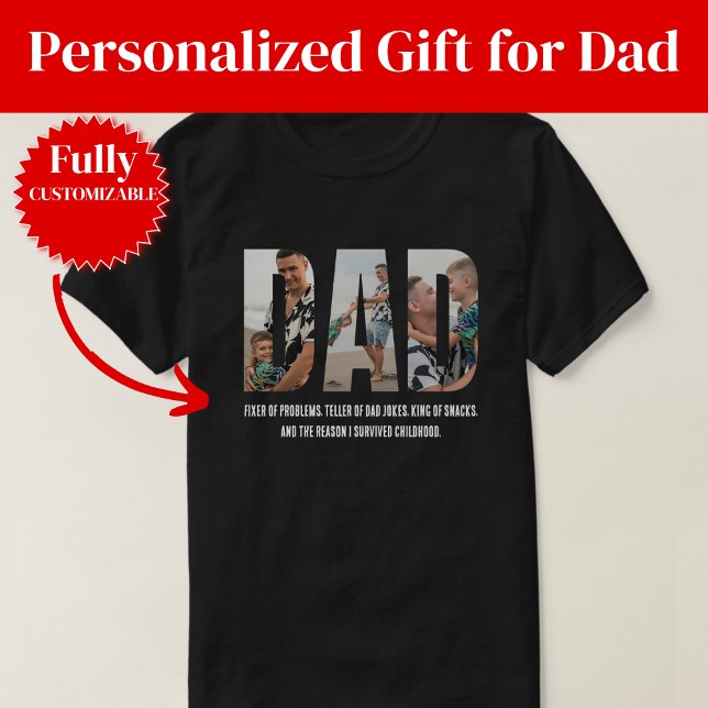 Rolig Pappa T-Shirt Fixare av Problem Kung av Snac (Funny Dad T-Shirt – Fixer of Problems & King of Snacks)
