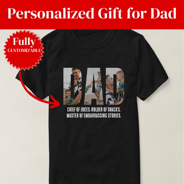 Rolig Pappa T-Shirt Julpresenter till Pappa (Funny Dad T-Shirt – Chief of Jokes & Snack Holder)