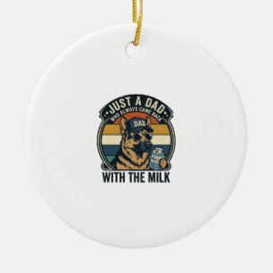 Rolig Pappa Tysk Schäferhund Mjölk Retro T-Shirt D Julgransprydnad Keramik