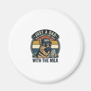 Rolig Pappa Tysk Schäferhund Mjölk Retro T-Shirt D Magnet