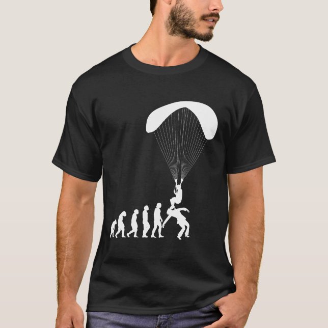 Rolig Paragliding Evolution Paraglidare Fallskärms T Shirt (Framsida)