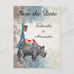 Rolig Paris collage save the date Meddelande Vykort