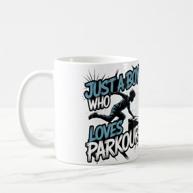 Rolig Parkour Bara En Pojke Som Älskar Parkour Gra Kaffemugg (Vänster)