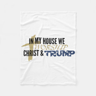 Rolig Parodi “vi Tillber Christus Och Trump” Fleecefilt