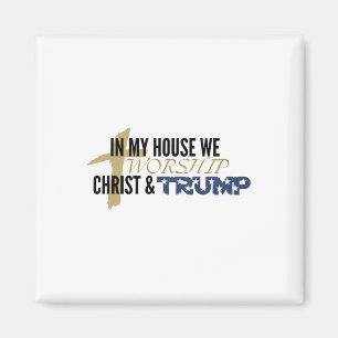 Rolig Parodi “vi tillber Kristus och Trump” Magnet