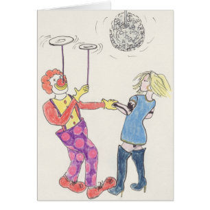 Rolig Parti Kärlek Clown Romantik Humor Alla Hjärt Hälsningskort
