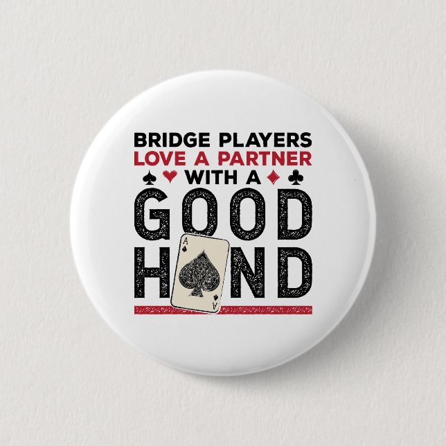 Rolig partner med bra hand i bridge knapp (Framsida)