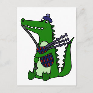 Rolig påseflöjt spelande alligator vykort