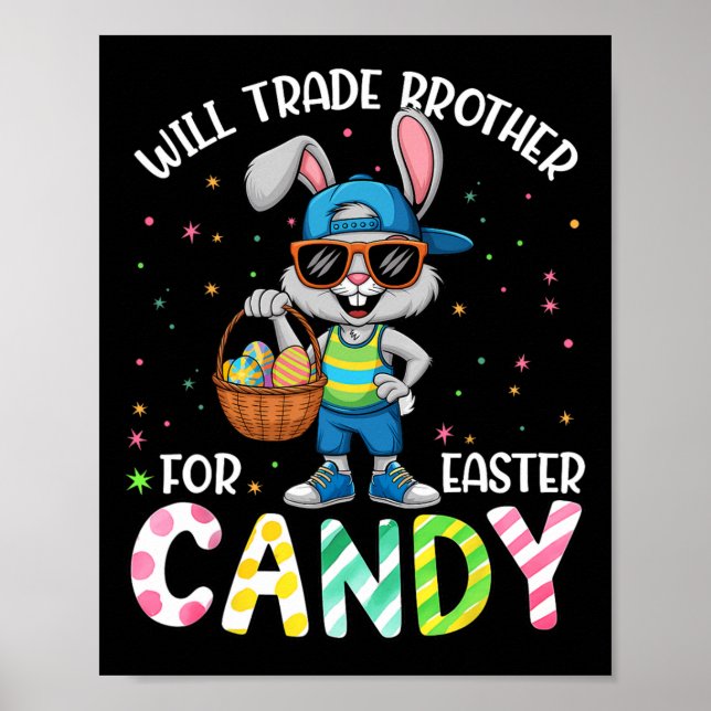 Rolig påsk Kommer Byta Bror Mot Godis Barn Pojke Poster (Framsidan)