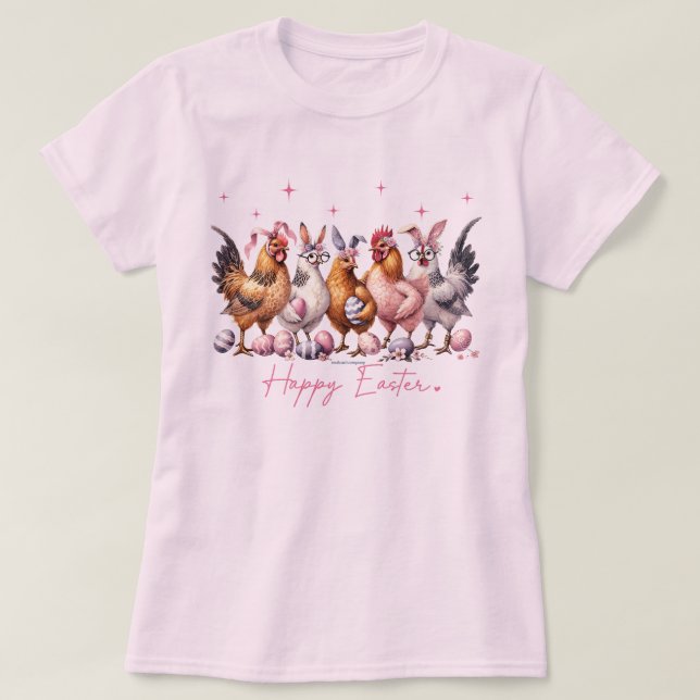 Rolig påsk t-shirt – påsk kyckling kaniner (Design framsida)