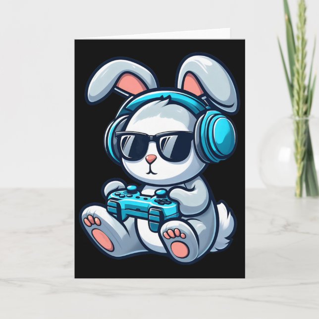 Rolig påskdag Gamer Bunny Spring Påsk Gaming  Kort (Framsida)