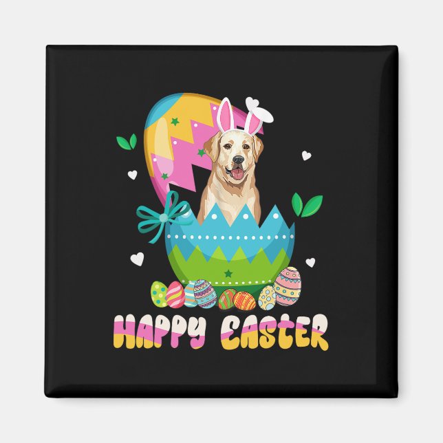Rolig påskdag labrador retriever hund kaninöron magnet (Framsidan)