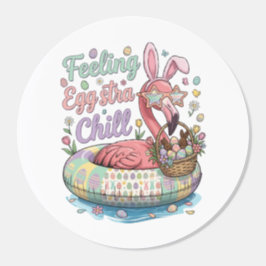 Rolig påskflamingo Känner äggxtra chill Cute Runt Klistermärke