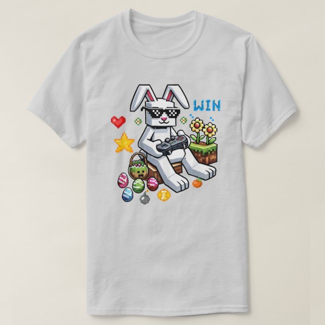 Rolig påskgamer – Kanin som spelar tv-spel T Shirt (Design framsida)