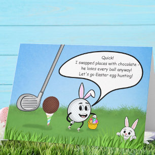 Rolig påskgolfboll Påskäggsjakt Humor Kort