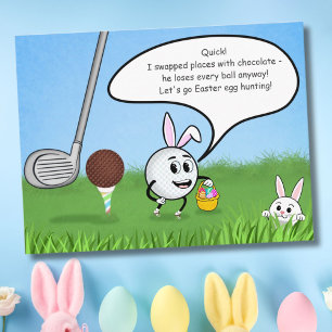 Rolig påskgolfboll Påskäggsjakt Humor Vykort
