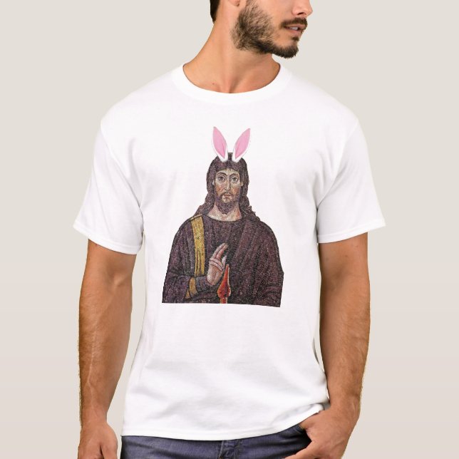 Rolig påskhareJesus T-tröja T-shirt (Framsida)