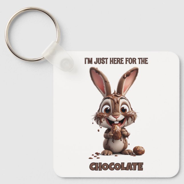 Rolig påskharen – Söt och lekfull påskdesign Nyckelring (Framsida)