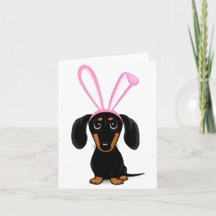 Rolig påskharhund svart och tan dachshund t-skjort kort