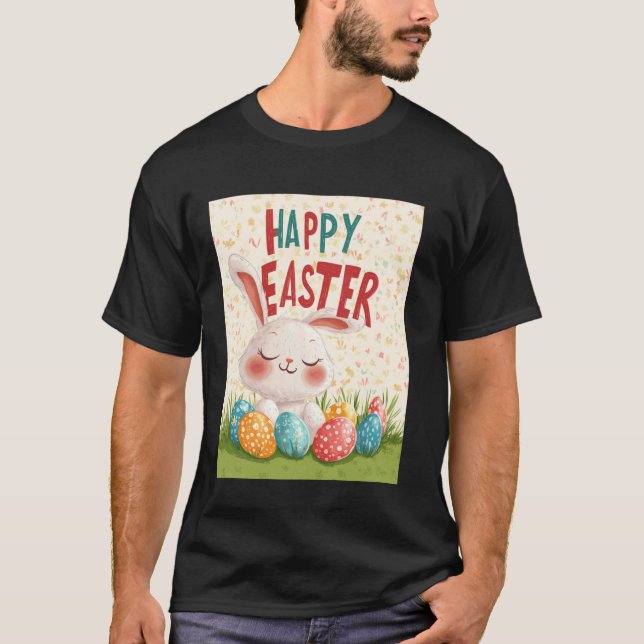 Rolig påskharle antik retro påskägg påskmotiv t shirt (Framsida)