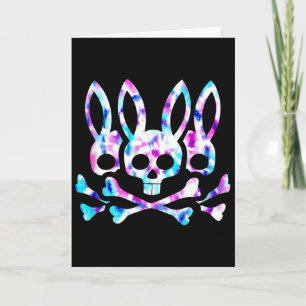 Rolig påskkel hare retro tie dye hare dödskalle ko kort