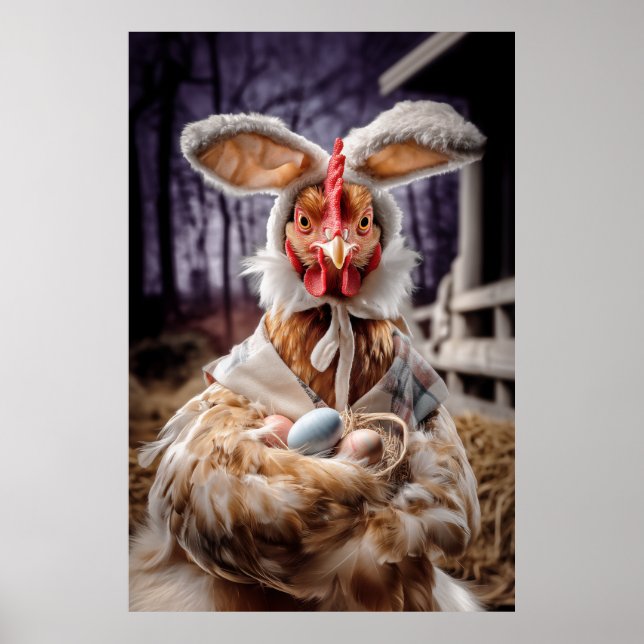 Rolig påskkyckling kanindräkt poster (Framsidan)