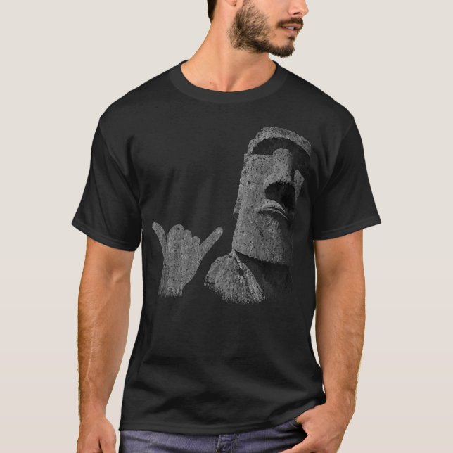 Rolig Påskö Rapa NUI Moai-staty Surfare T Shirt (Framsida)