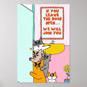 Rolig Pastell Humoristisk Katt Poster