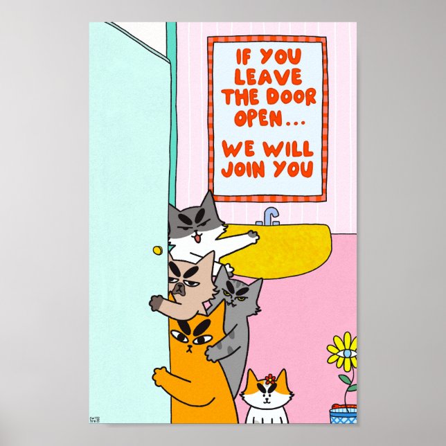 Rolig Pastell Humoristisk Katt Poster (Framsidan)