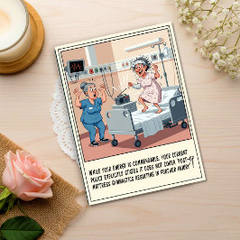 Rolig Patient Dansar på Sjukhussäng Mår Bra Vykort