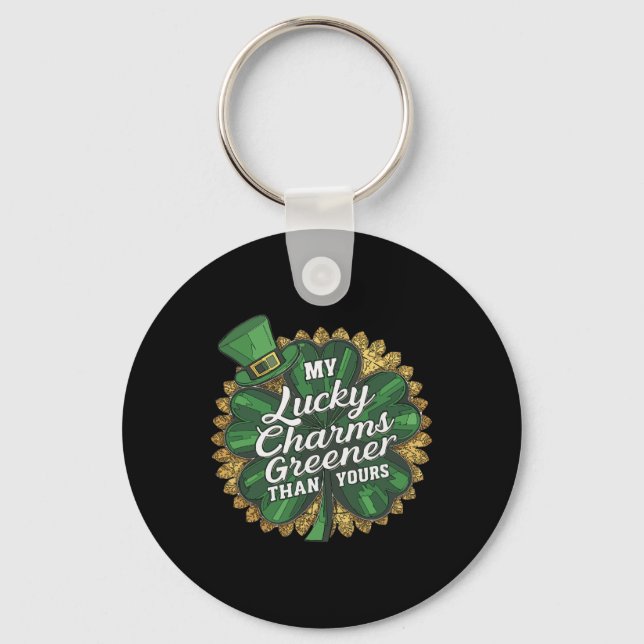 Rolig Patrick's Day Min lyckoteckning är grönare ä Nyckelring (Framsida)