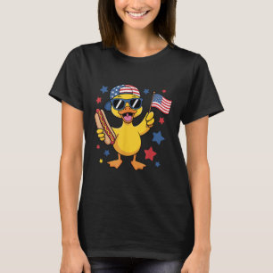 Rolig Patriotisk Anka Usa Flagga 4:e Juli Hotdog B T Shirt